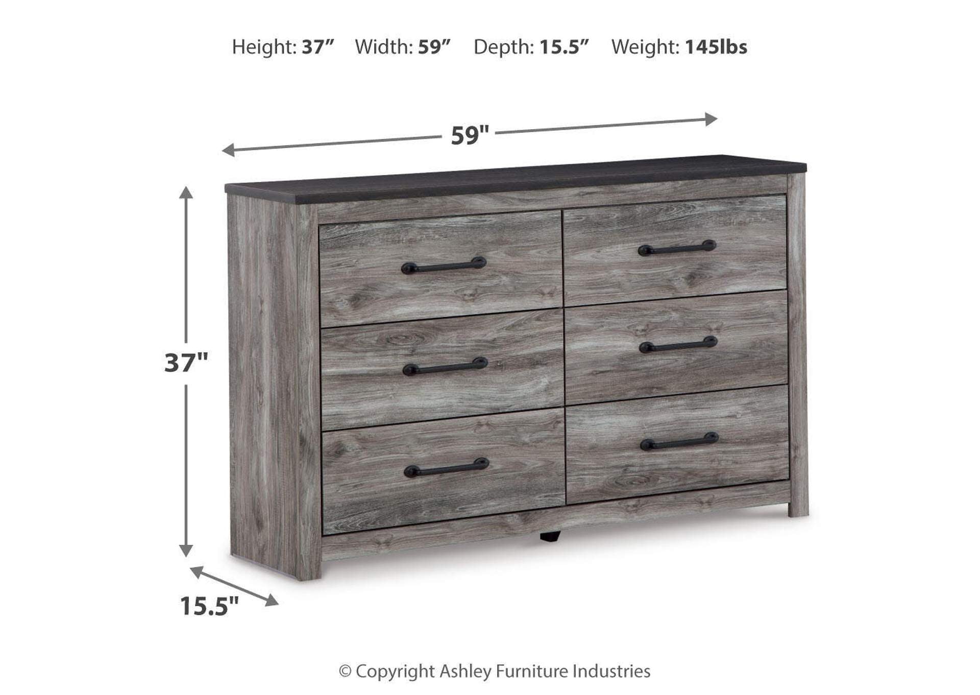 Bronyan Queen Panel Bed with Dresser dimensions