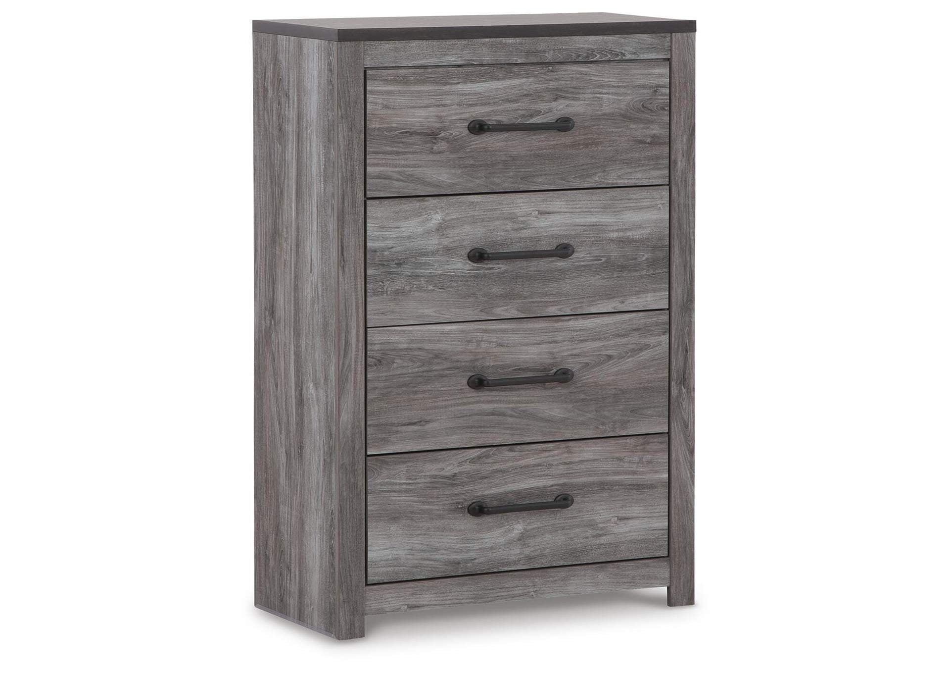 Bronyan King Panel Bed with Mirrored Dresser, Chest and 2 Nightstands angled view