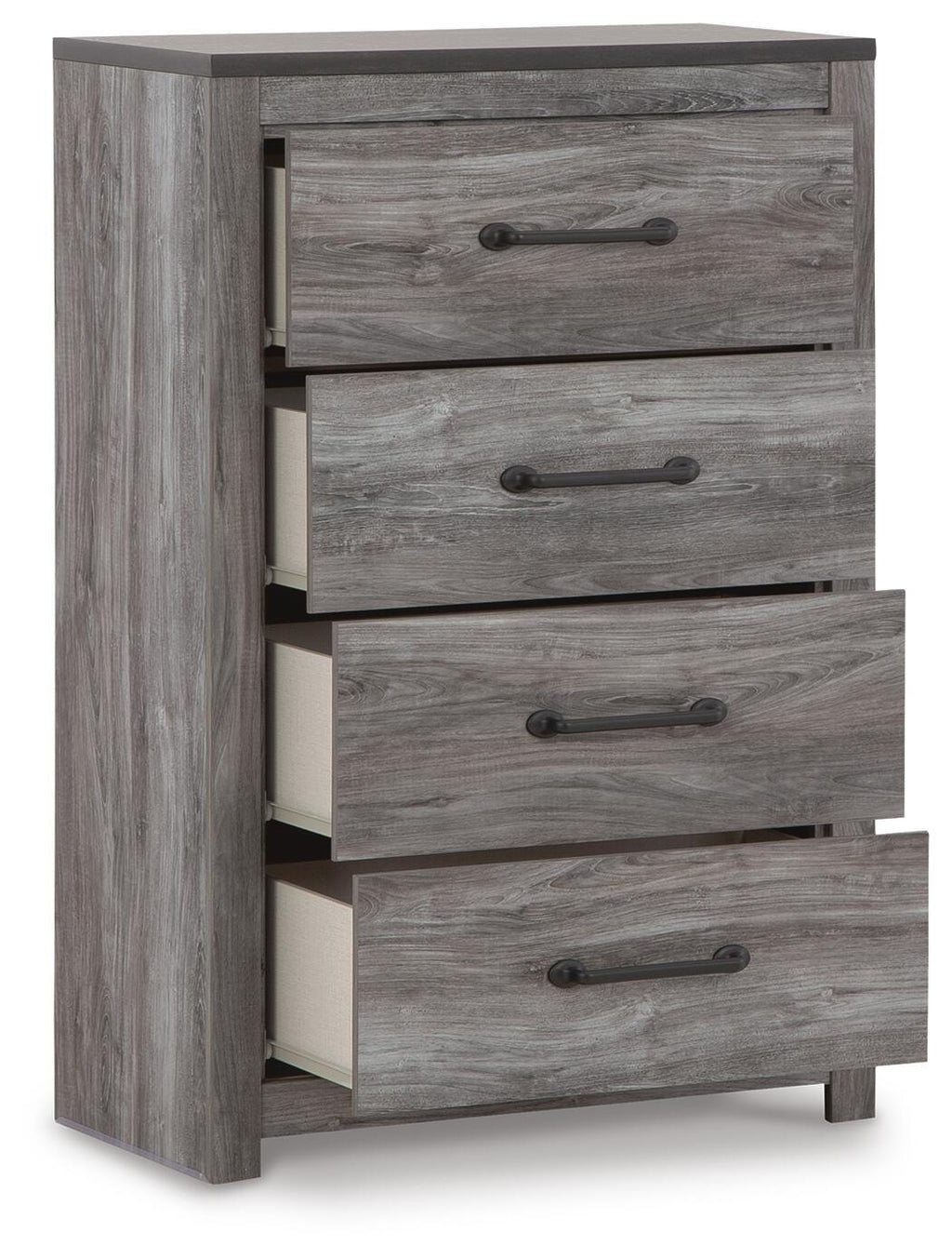 Bronyan Chest of Drawers in Dark Gray, open view