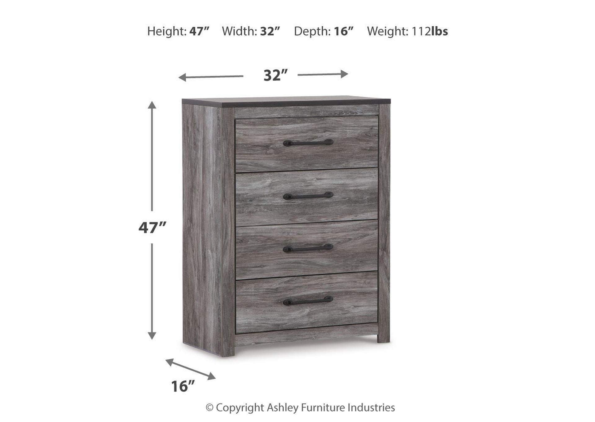Bronyan Queen Panel Bed with Mirrored Dresser and Chest dimensions