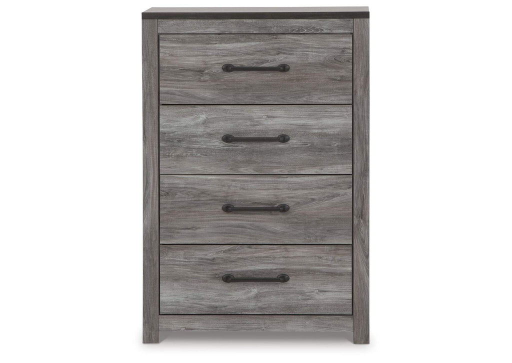 Bronyan Queen Panel Bed with Mirrored Dresser and Chest front view