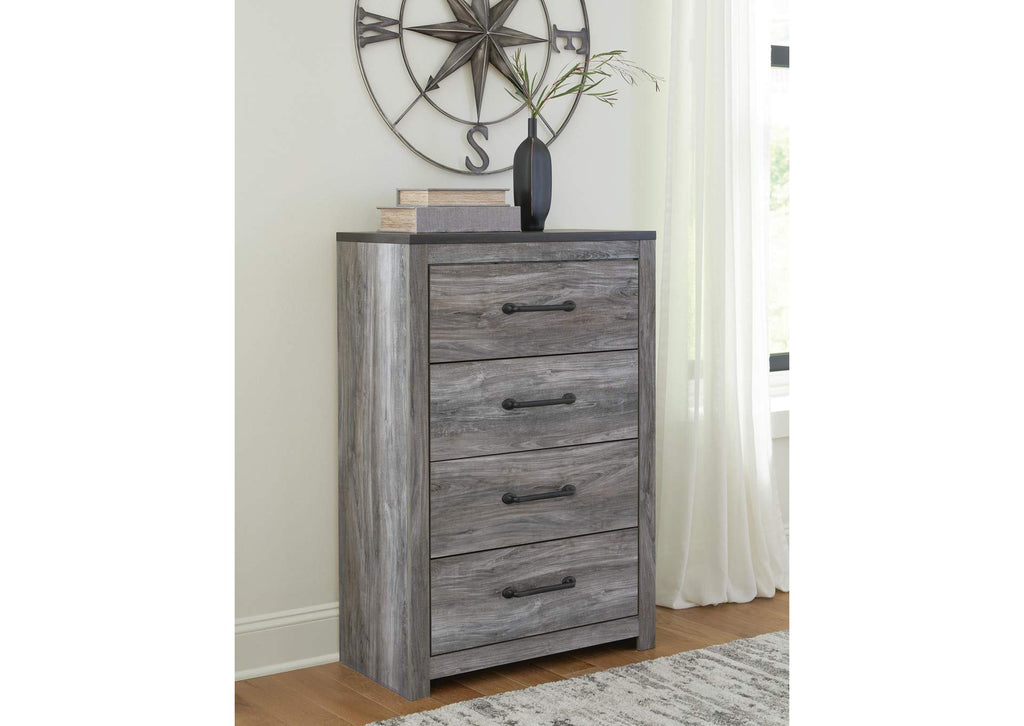 Bronyan Queen Panel Bed with Mirrored Dresser and Chest