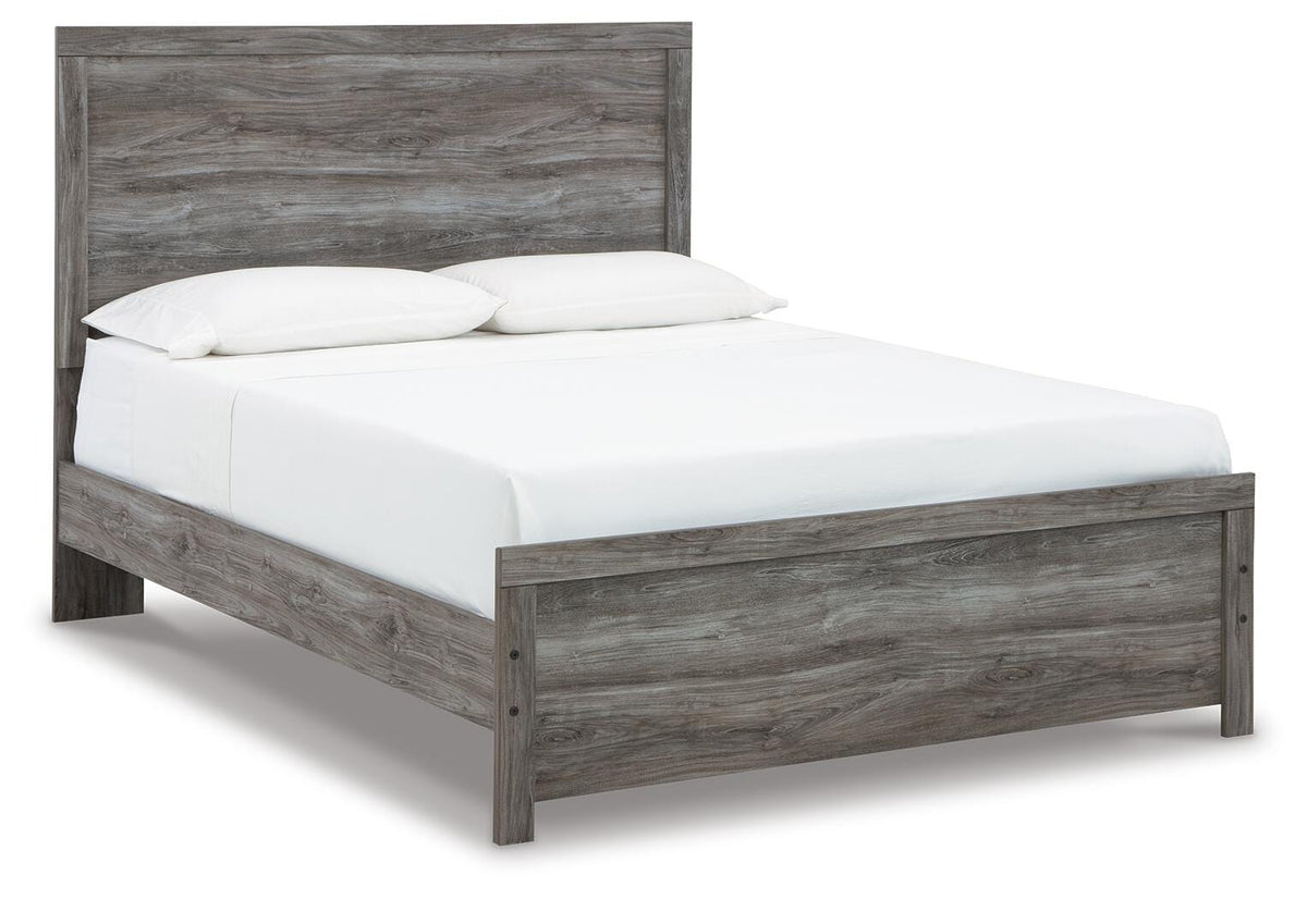 Bronyan Queen Panel Bed in Dark Gray, angle view