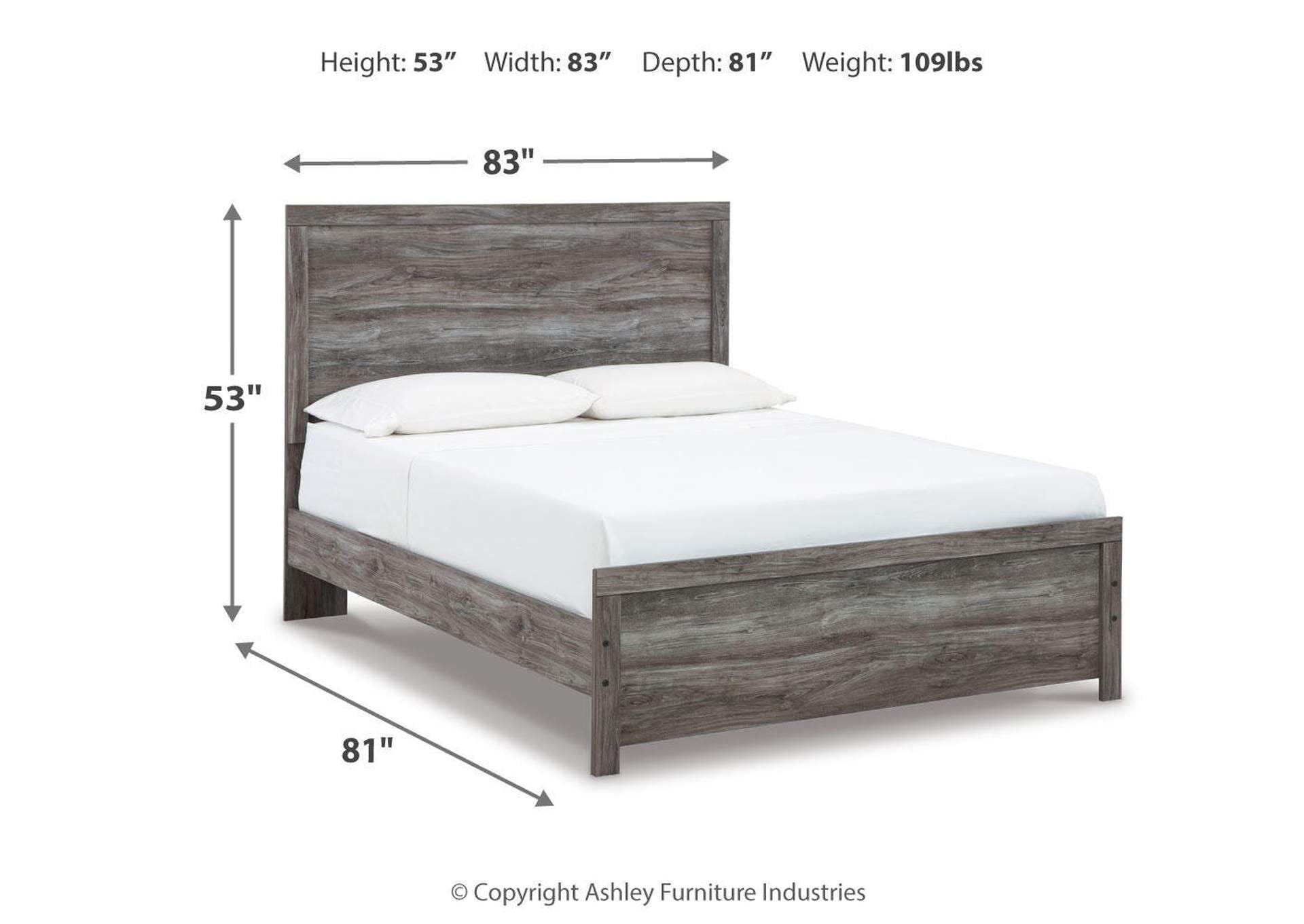 Bronyan Queen Panel Bed with Mirrored Dresser and Nightstand dimensions