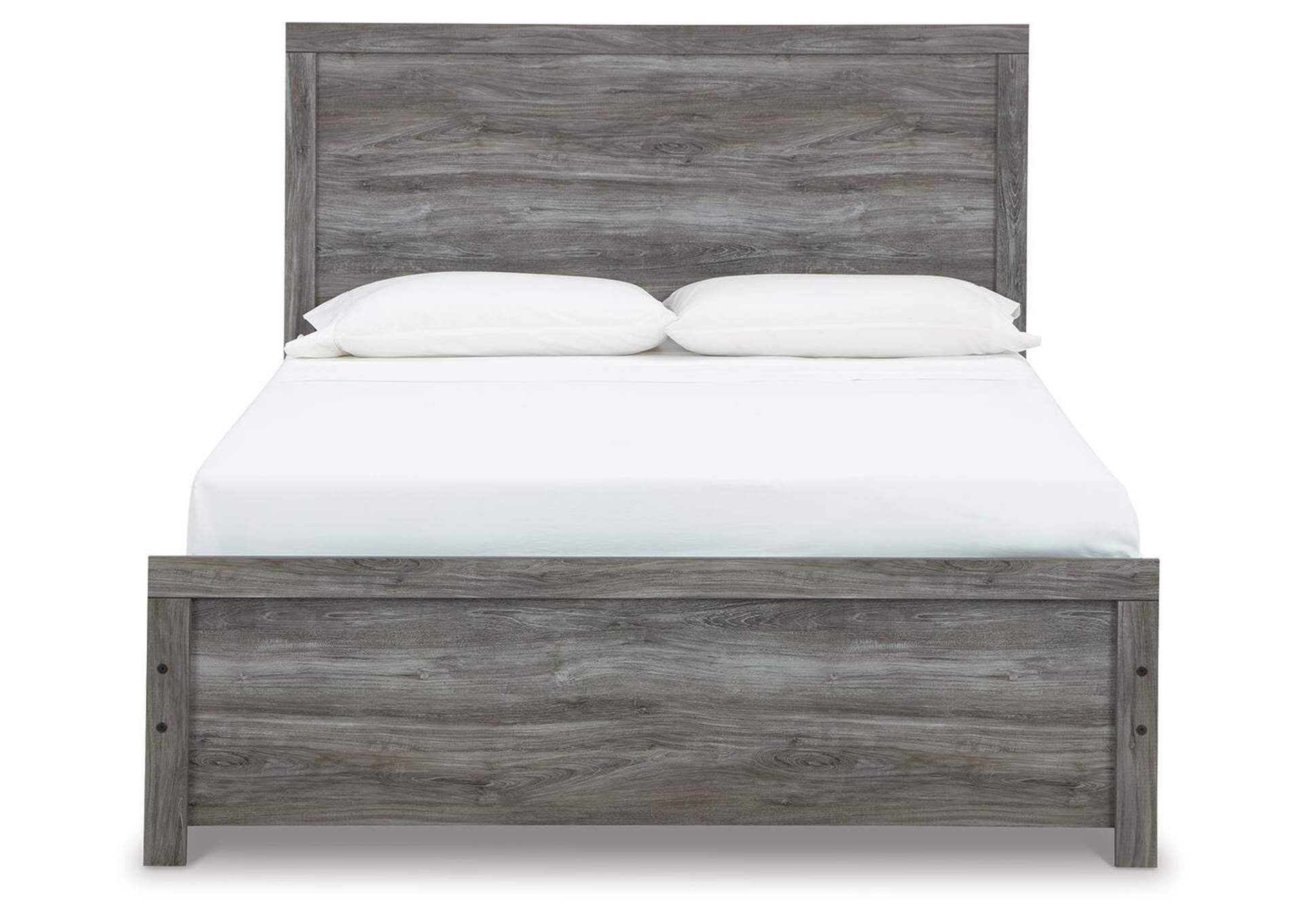 Bronyan Queen Panel Bed with Mirrored Dresser and Nightstand front view
