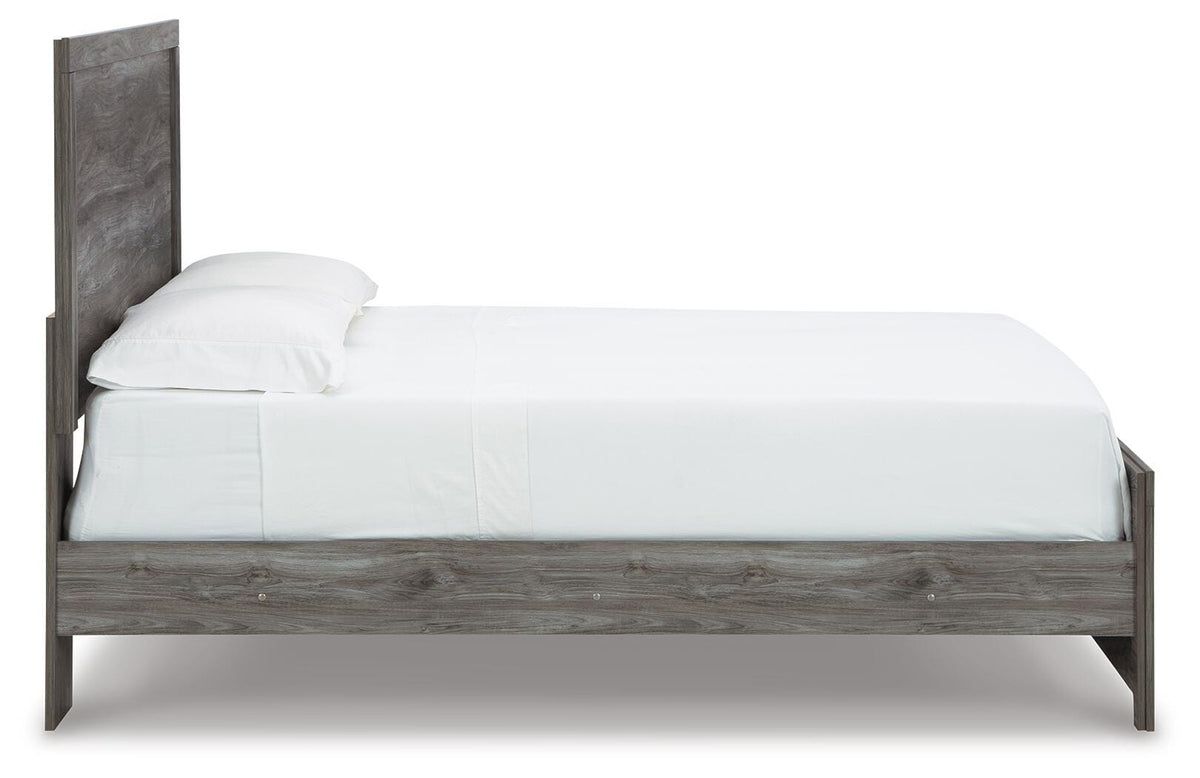 Bronyan Queen Panel Bed in Dark Gray, side view