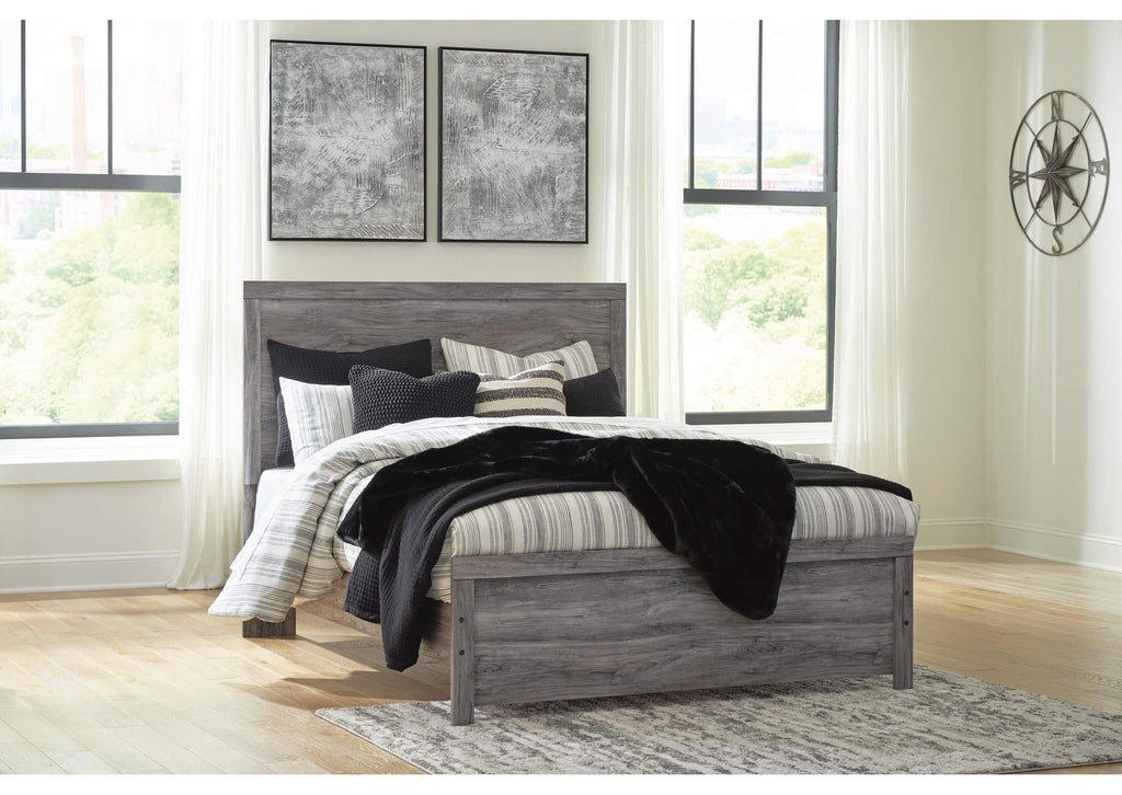 Bronyan Queen Panel Bed with Mirrored Dresser and Chest