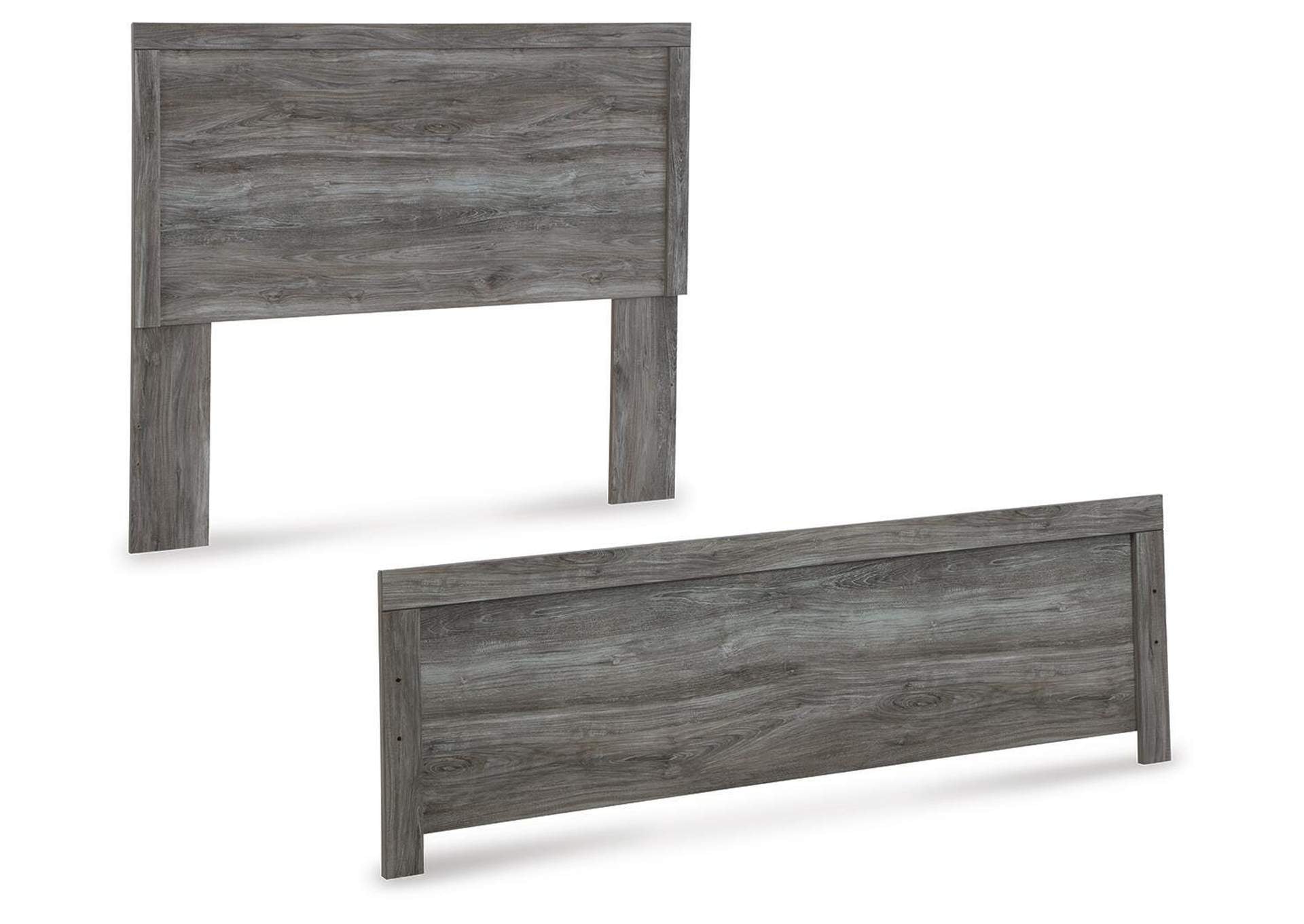 Bronyan Queen Panel Bed with Mirrored Dresser and Nightstand angled view