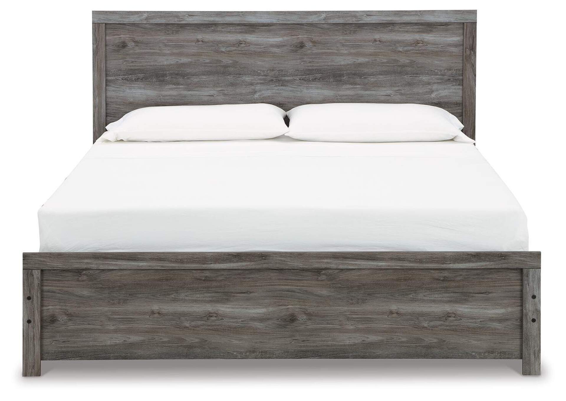 Bronyan King Panel Bed with Mirrored Dresser, Chest and 2 Nightstands front view