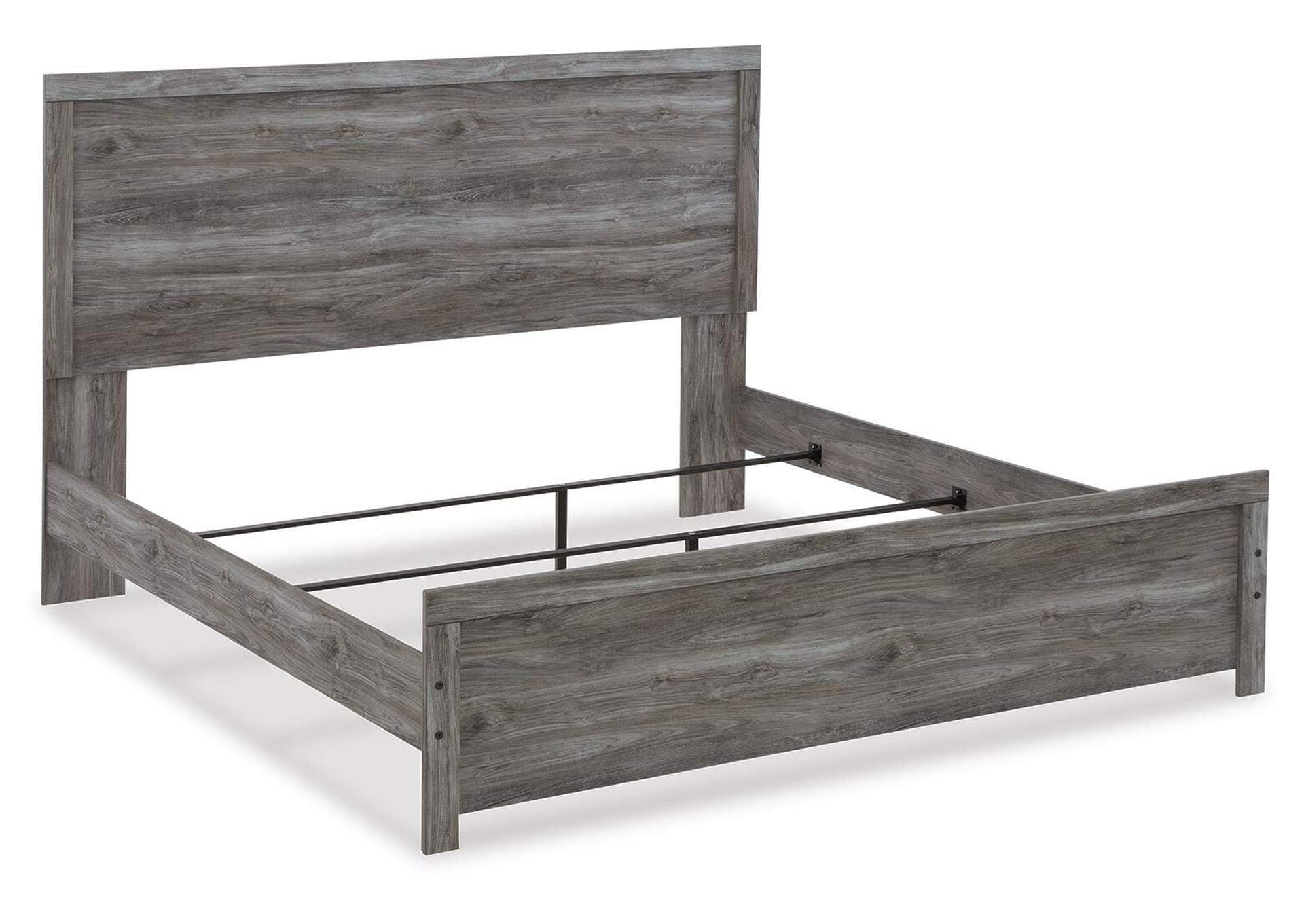 Bronyan King Panel Bed with Mirrored Dresser angled view