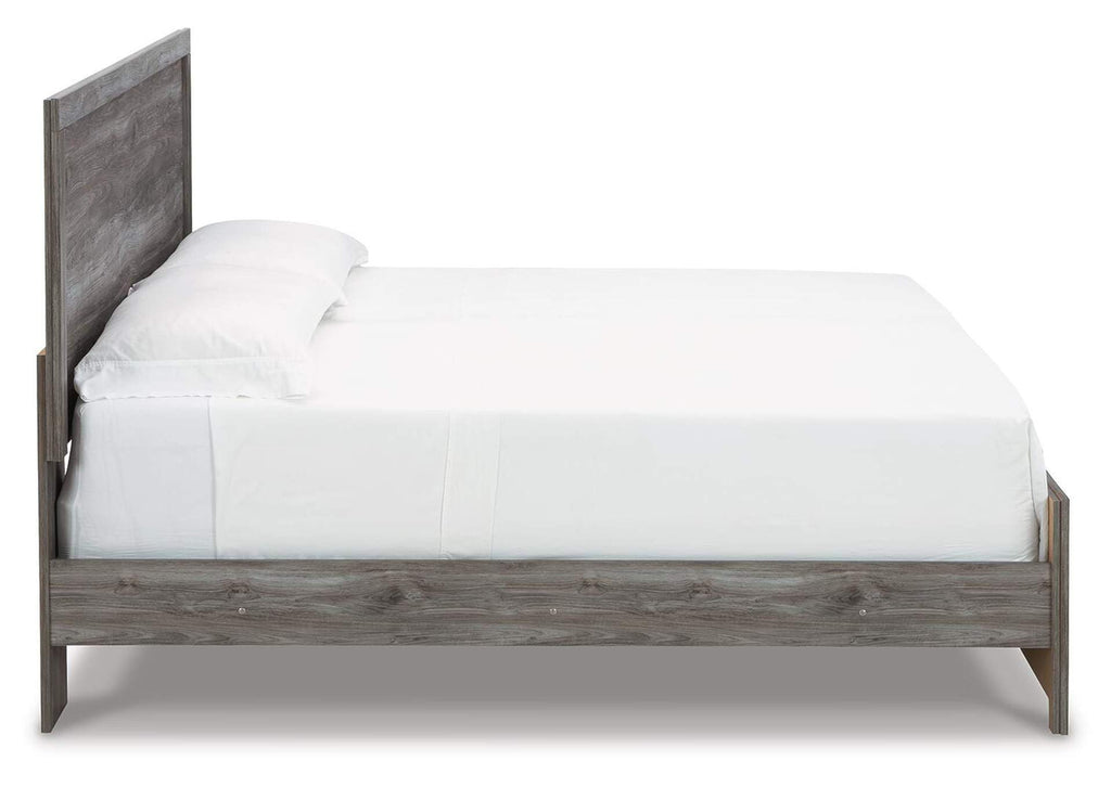 Bronyan King Panel Bed with Mirrored Dresser side view
