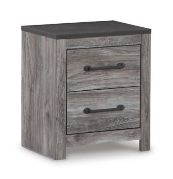 Bronyan Nightstand in Dark Gray, closed view