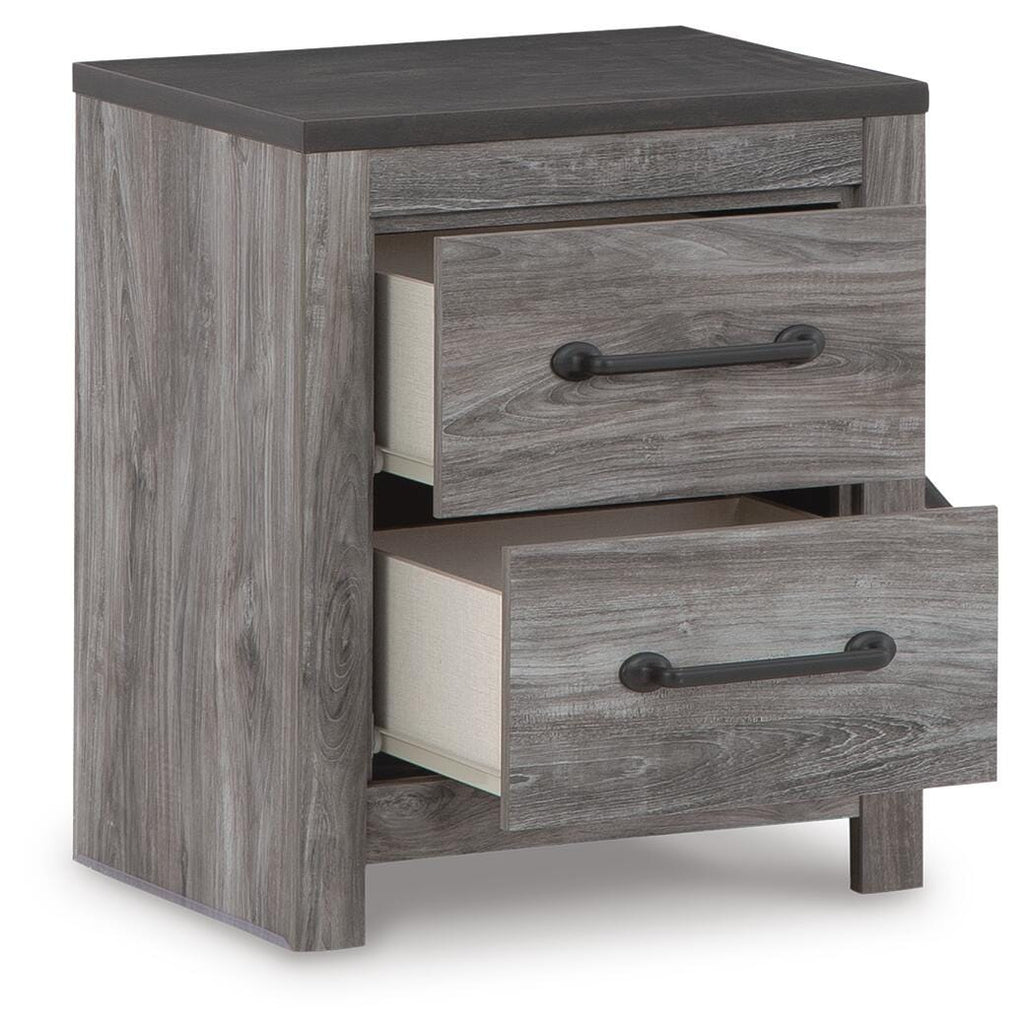 Bronyan Nightstand in Dark Gray, open view