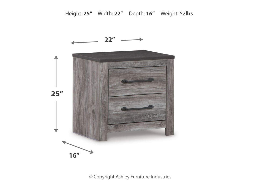 Bronyan King Panel Bed with Mirrored Dresser and Nightstand dimensions