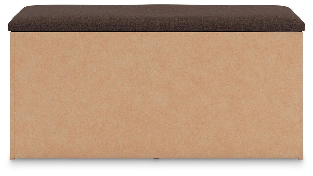 Kinlanni Bedroom Storage Bench in Tan/Brown, back view