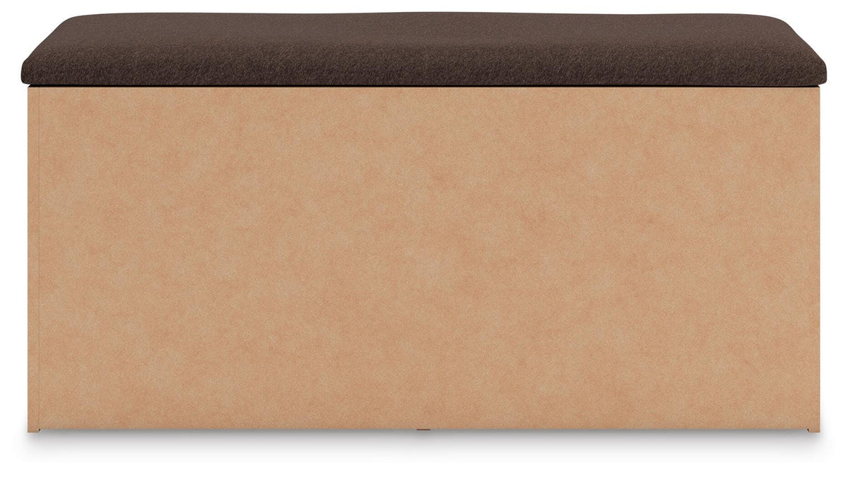 Kinlanni Bedroom Storage Bench in Tan/Brown, back view