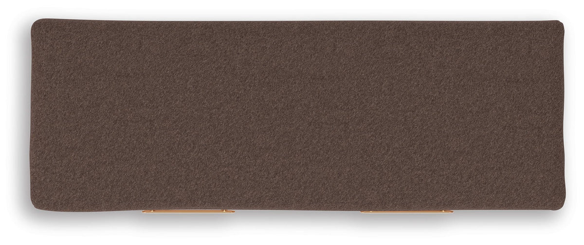 Kinlanni Bedroom Storage Bench in Tan/Brown, top view