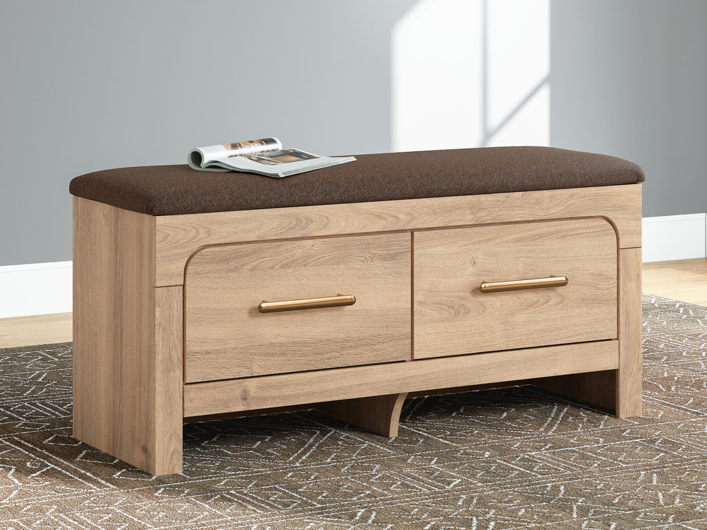 Kinlanni Bedroom Storage Bench in Tan/Brown, alternate view 3