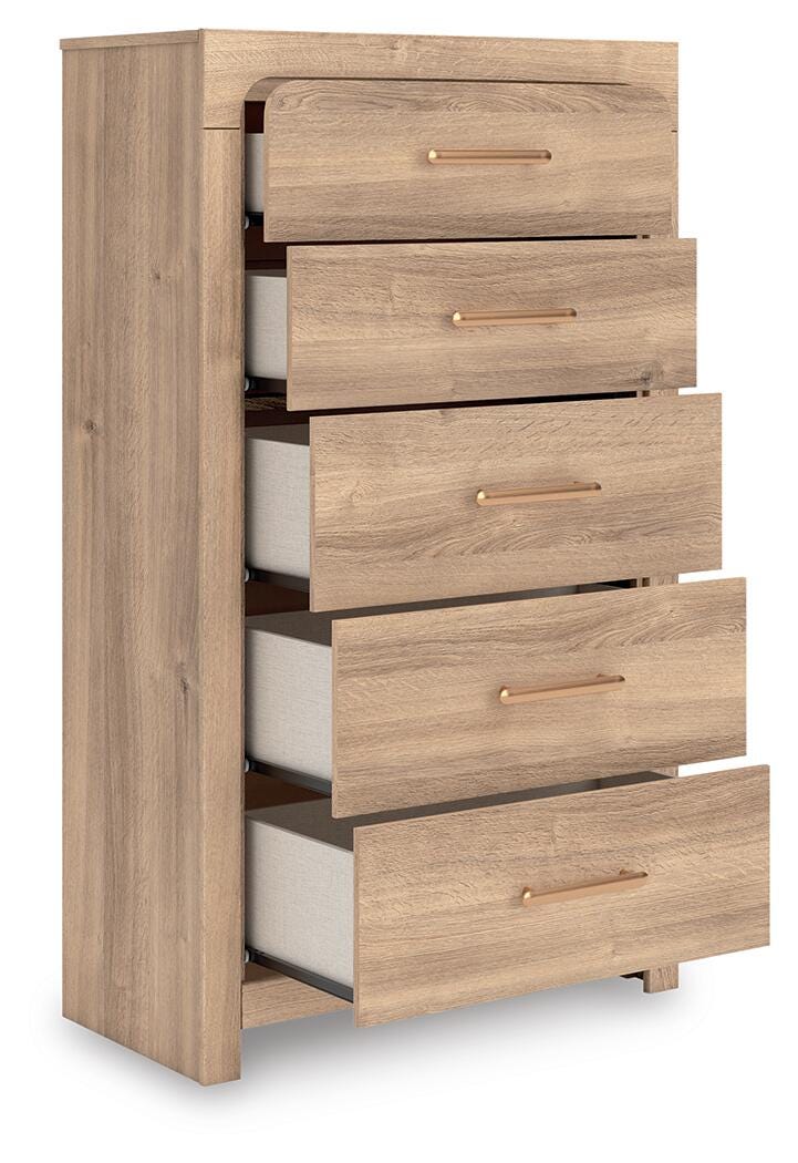 Kinlanni Chest of Drawers in Tan, open view