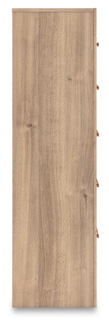 Kinlanni Chest of Drawers in Tan, side view