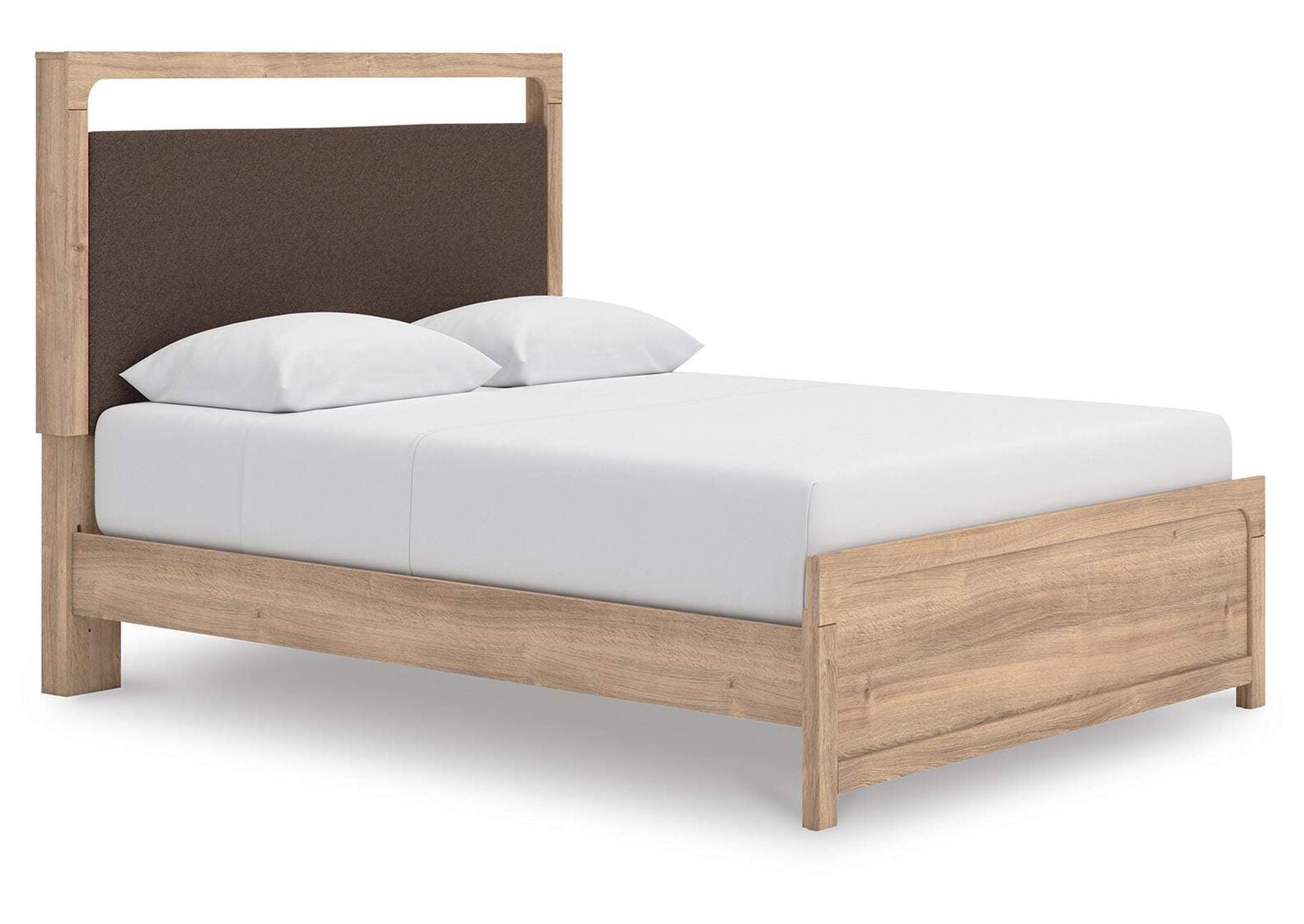 Hollymount Queen Upholstered Platform Bed, Dresser and Chest angled view