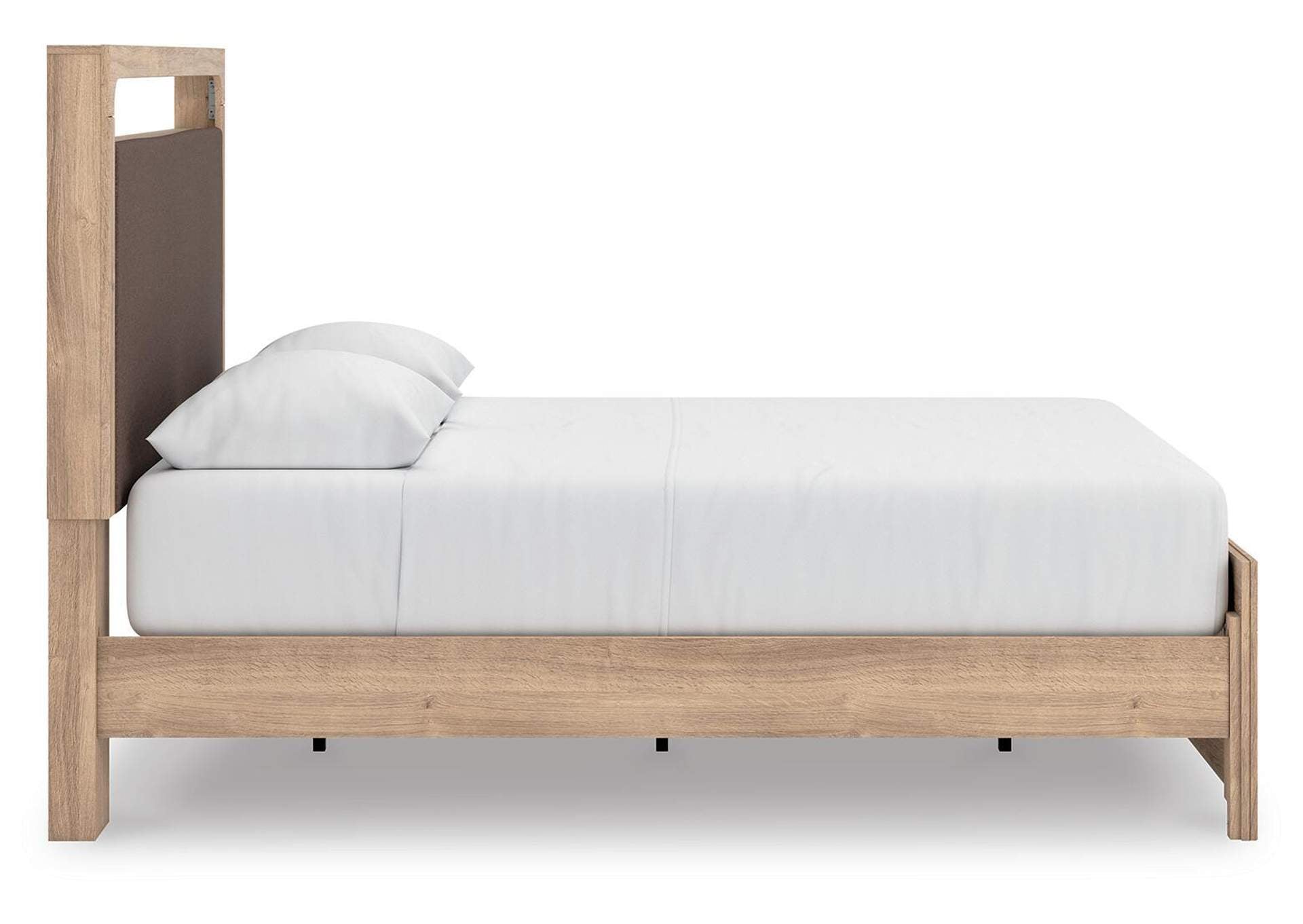 Hollymount Queen Upholstered Platform Bed, Dresser and Chest side view