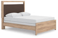 Kinlanni Queen Upholstered Panel Bed in Tan, angle view