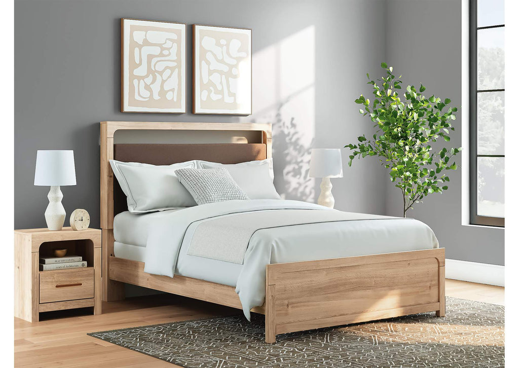 Hollymount Queen Upholstered Panel Bed, Dresser and Chest