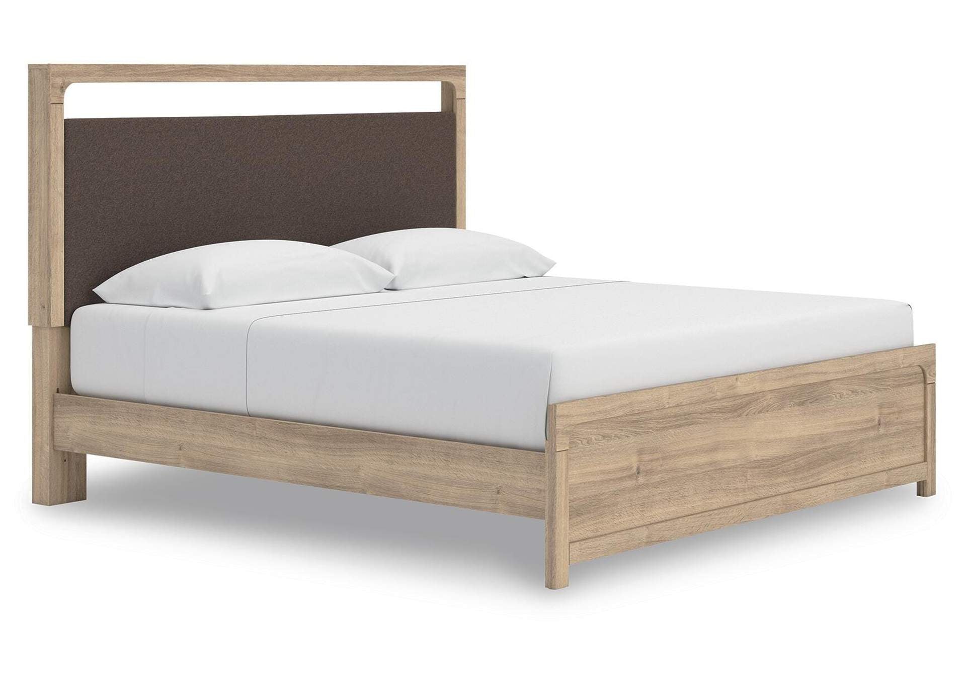 Hollymount King Upholstered Platform Bed, Dresser and Chest angled view