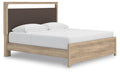 Kinlanni King Upholstered Platform Bed in Tan, angle view