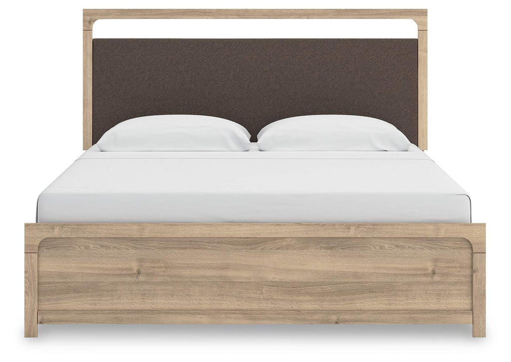 Hollymount King Upholstered Panel Bed, Dresser and Chest