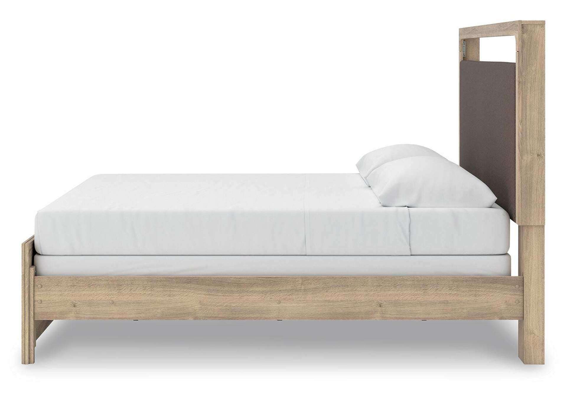 Hollymount King Upholstered Panel Bed, Dresser and Chest side view