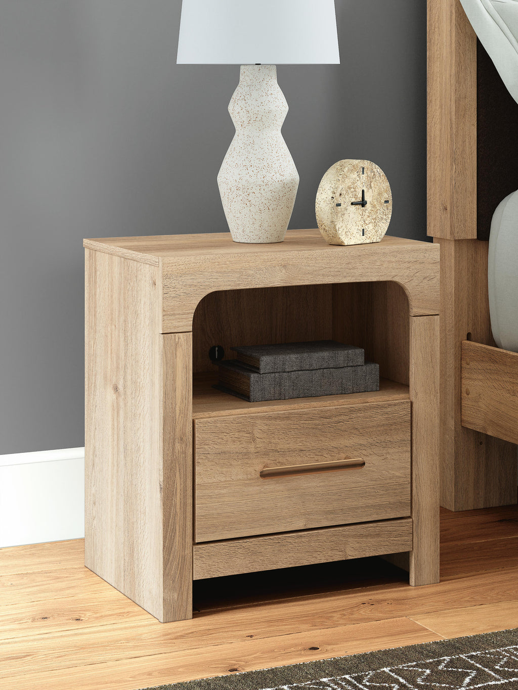 Kinlanni Nightstand in Tan, alternate view 3