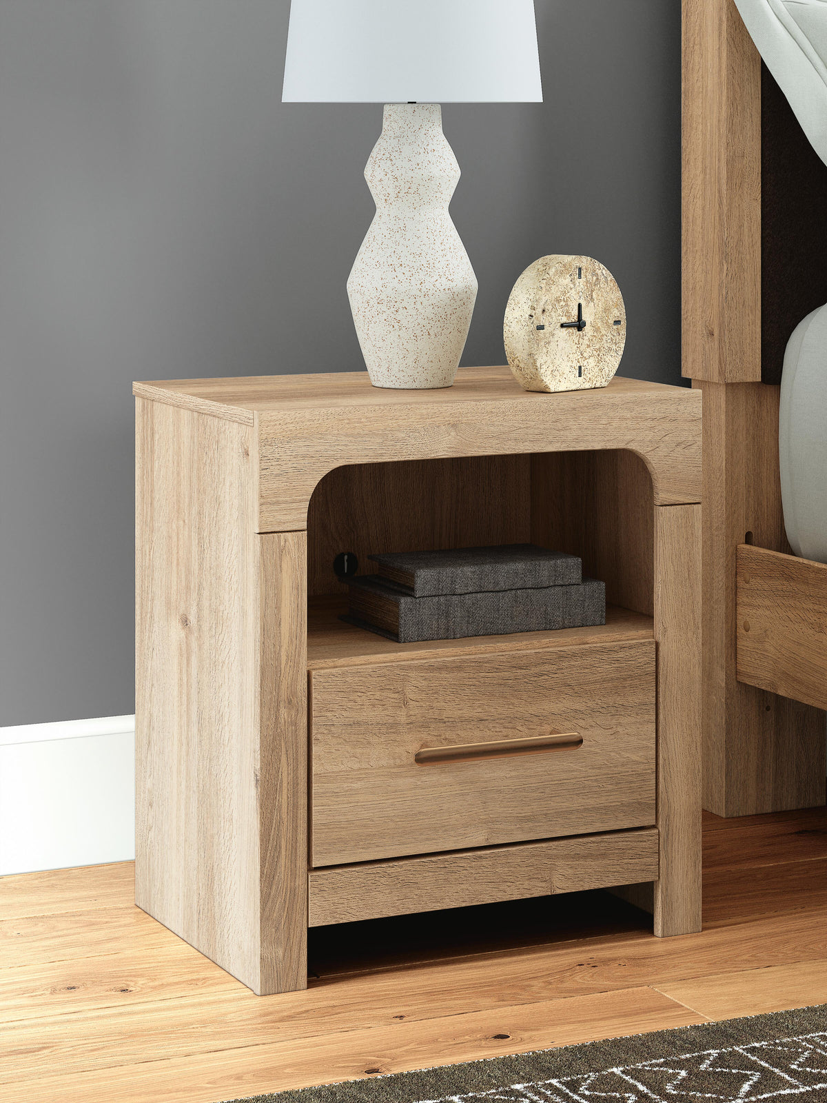 Kinlanni Nightstand in Tan, alternate view 3