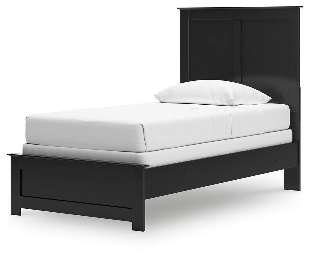 Maribel Twin Panel Bed in Black, angle view