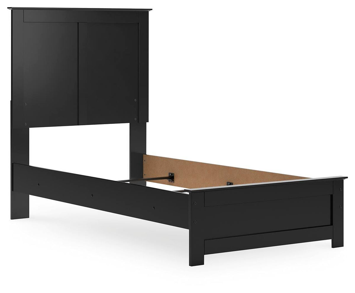Maribel Twin Panel Bed in Black, angle view