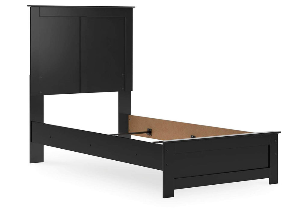 Maribel Twin Panel Bed with Mirrored Dresser and Nightstand angled view