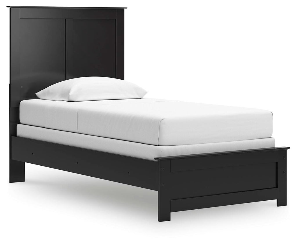 Maribel Twin Panel Bed in Black, angle view