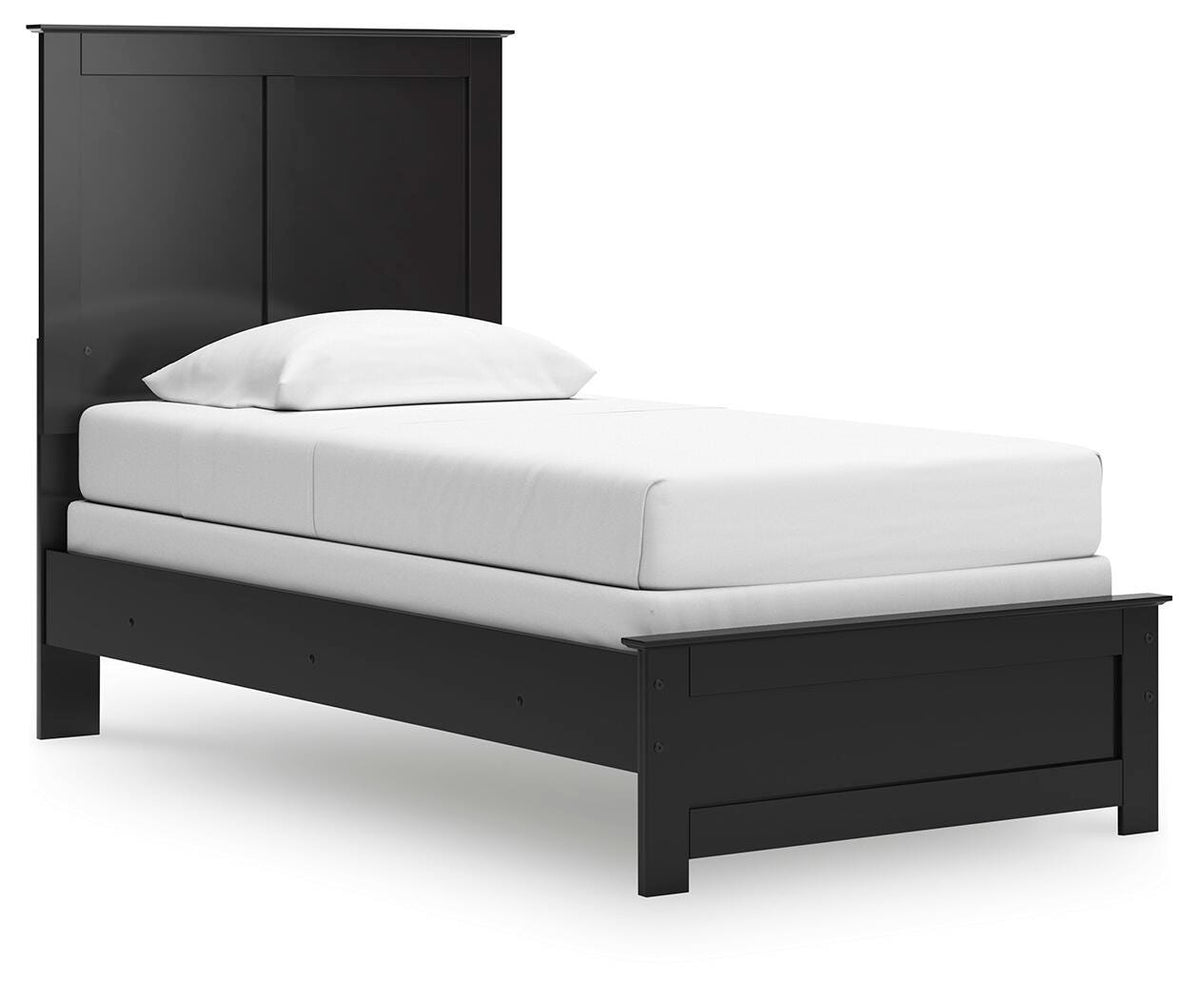 Maribel Twin Panel Bed in Black, angle view