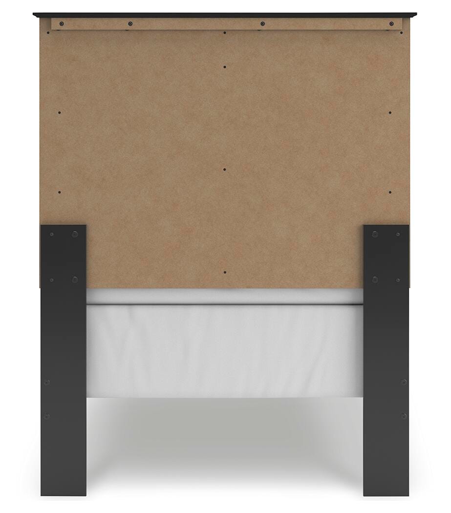 Maribel Twin Panel Bed in Black, back view