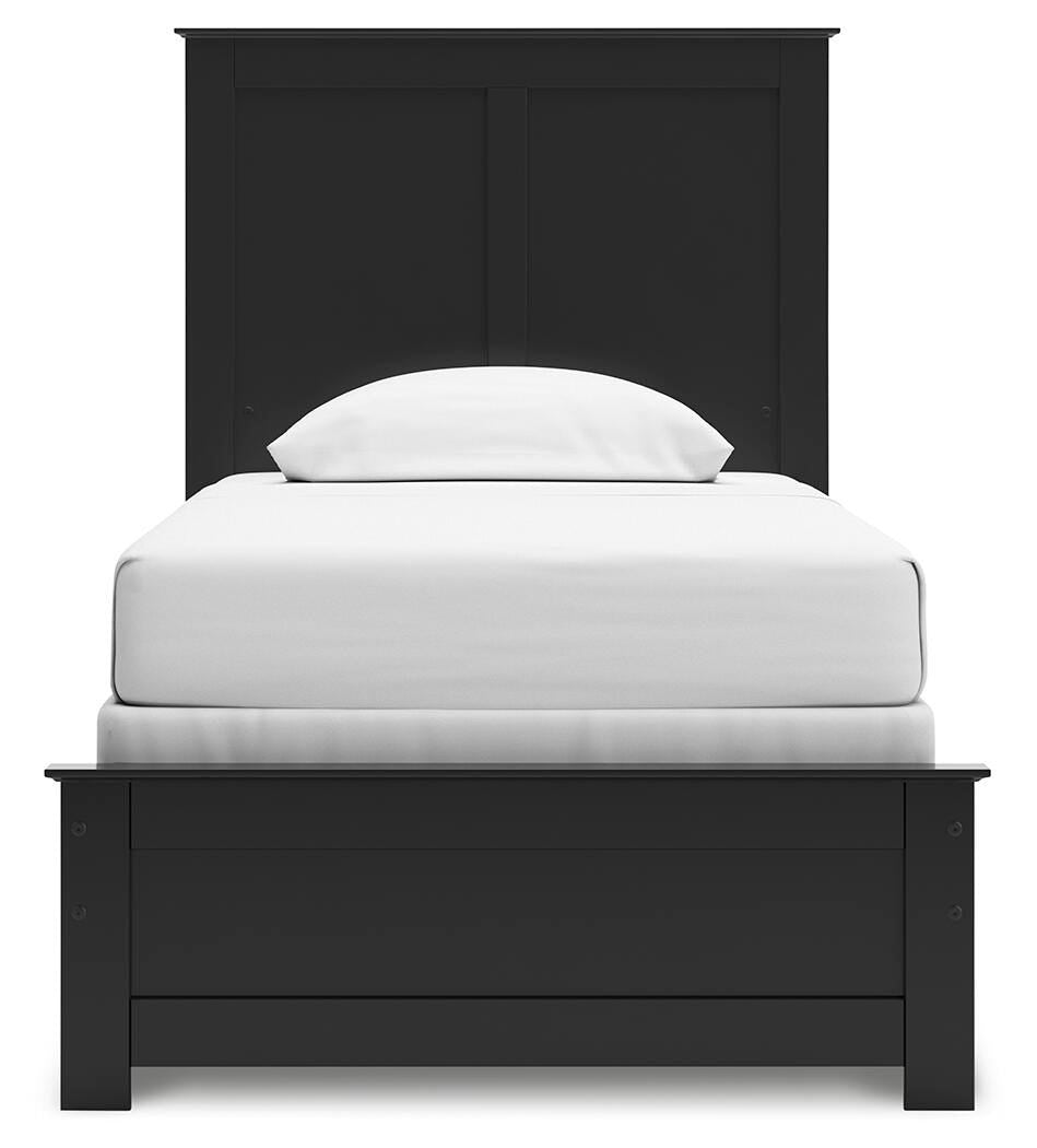 Maribel Twin Panel Bed in Black, front view