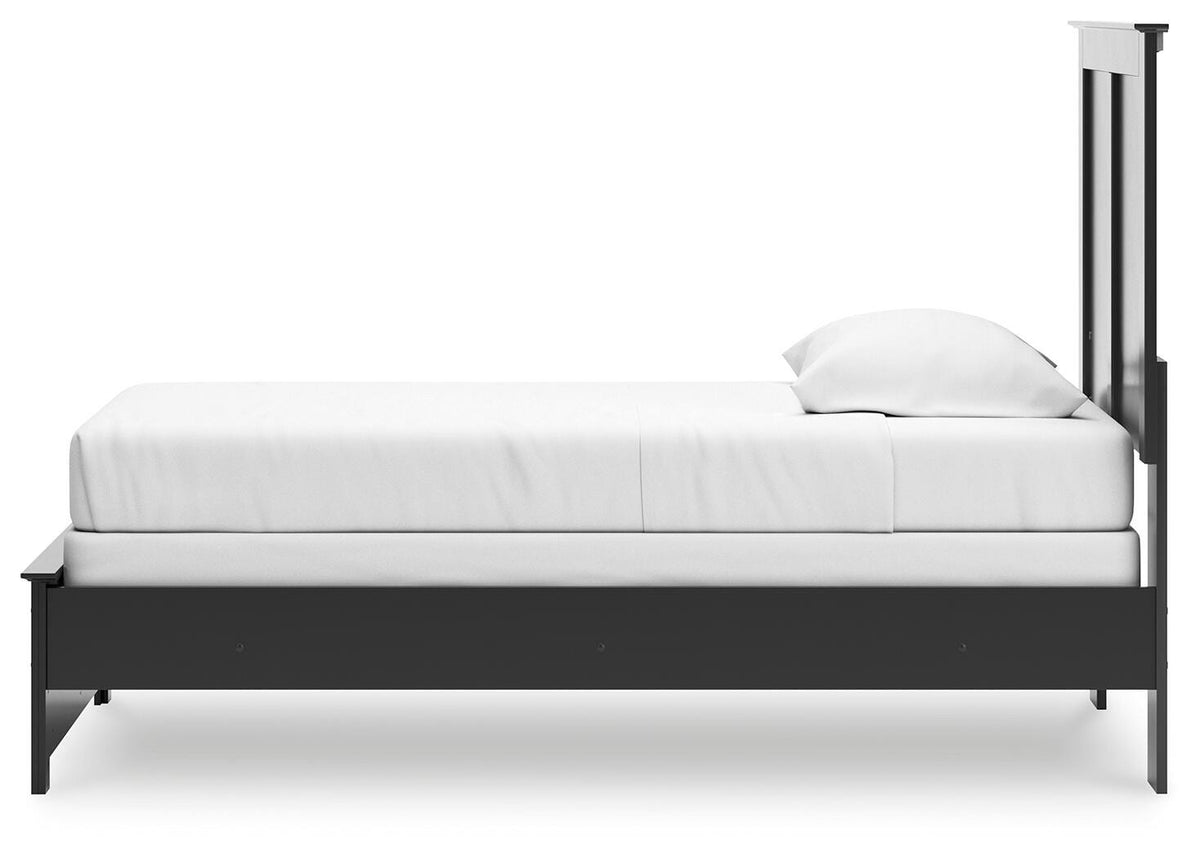 Maribel Twin Panel Bed in Black, alternate side view