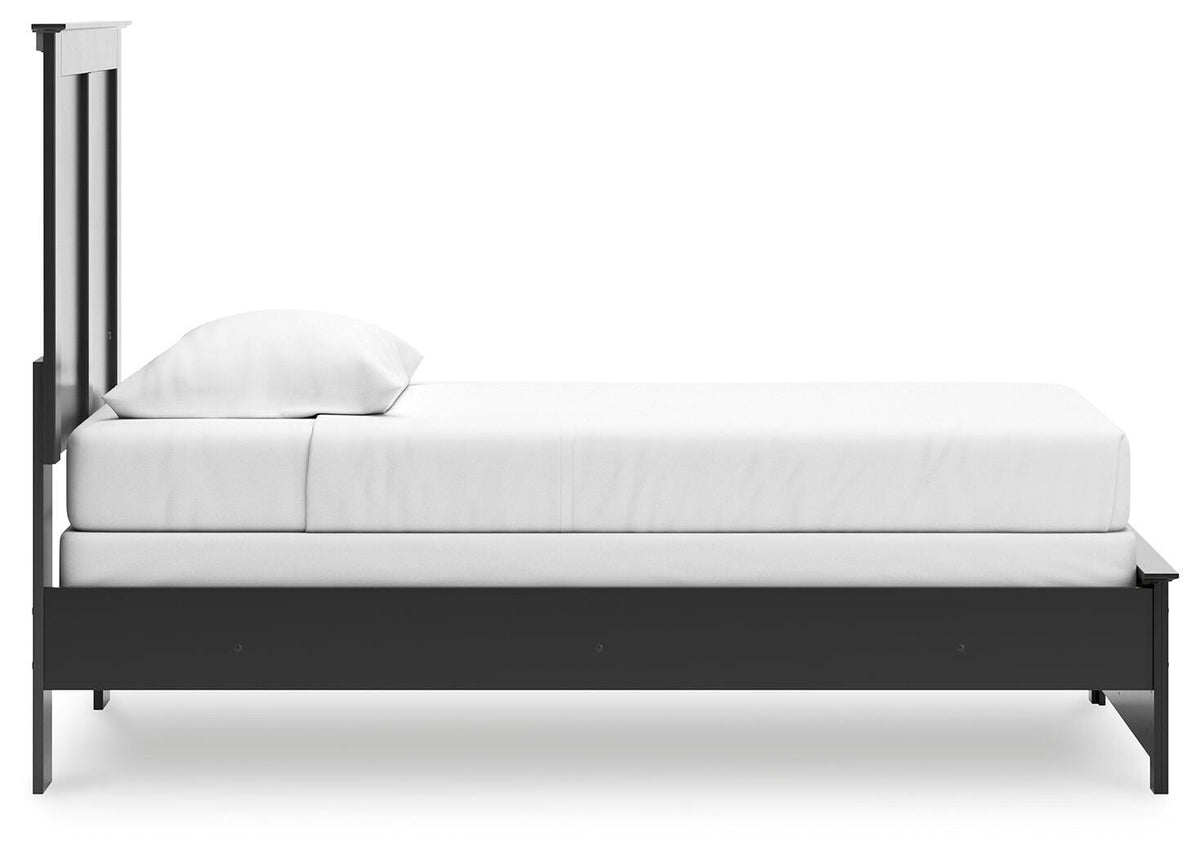 Maribel Twin Panel Bed in Black, side view