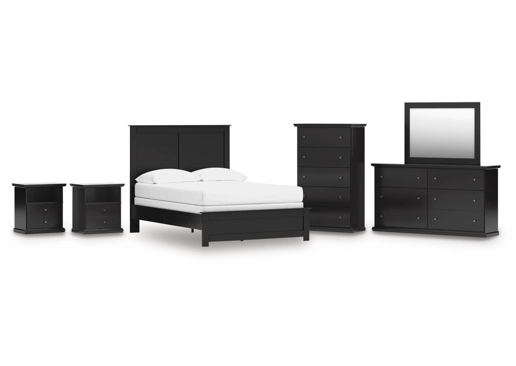 Maribel Full Panel Bed, Dresser, Mirror, Chest and 2 Nightstands