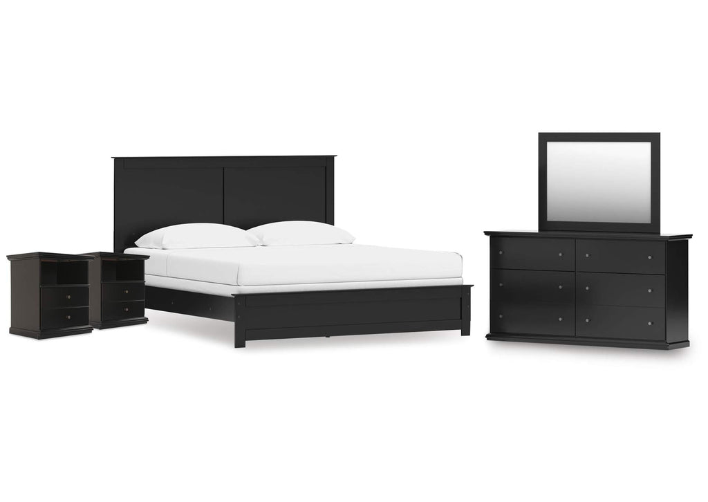 Maribel King Panel Bed, Dresser, Mirror and 2 Nightstands