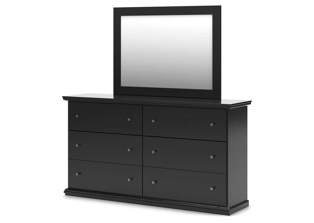 Maribel Queen Panel Bed, Dresser, Mirror, Chest and 2 Nightstands angled view