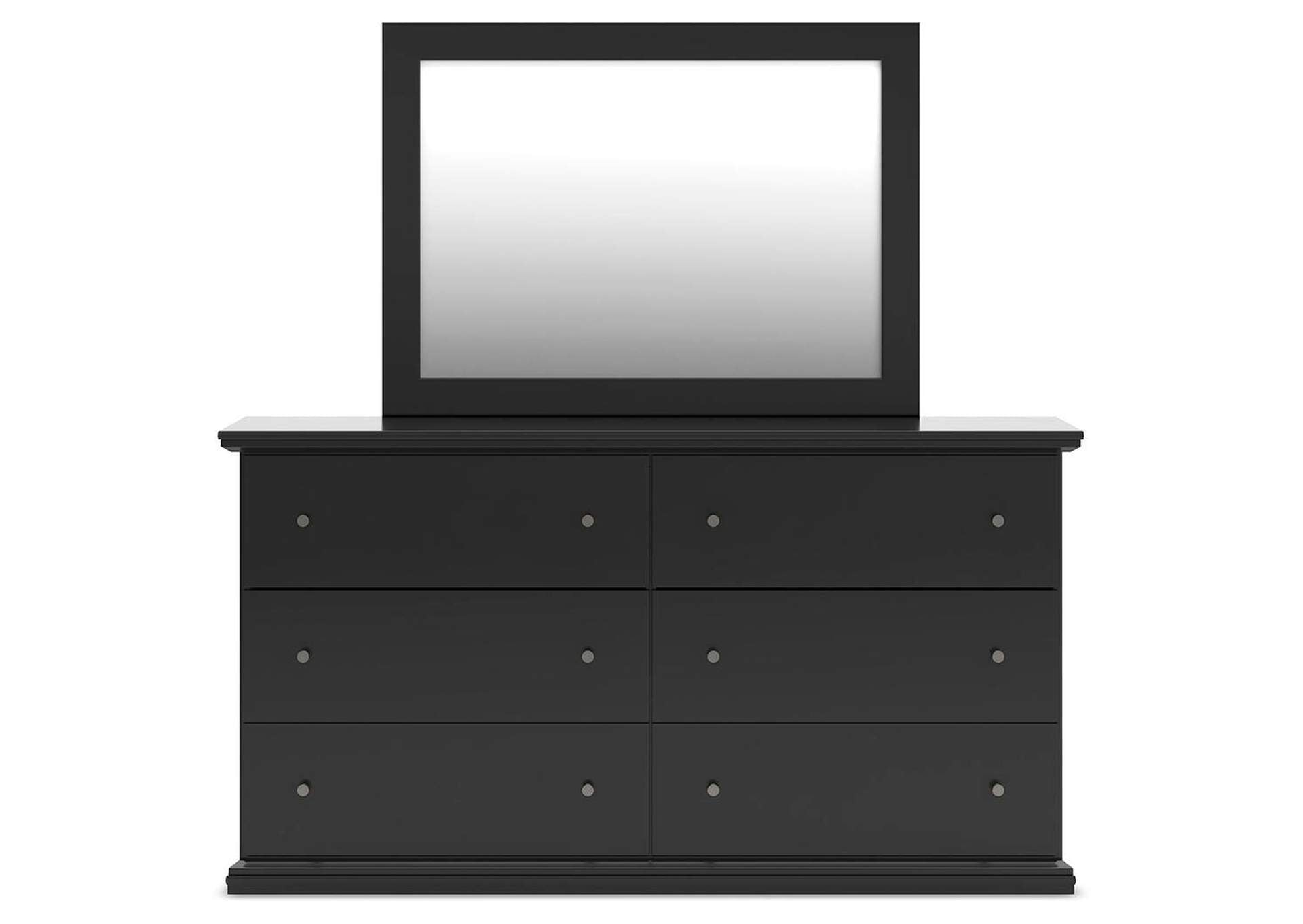 Maribel Twin Panel Bed with Mirrored Dresser, Chest and Nightstand front view