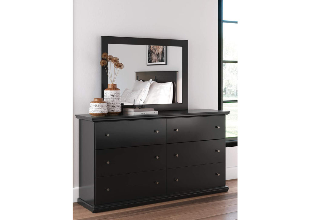 Maribel Twin Panel Bed with Mirrored Dresser, Chest and Nightstand