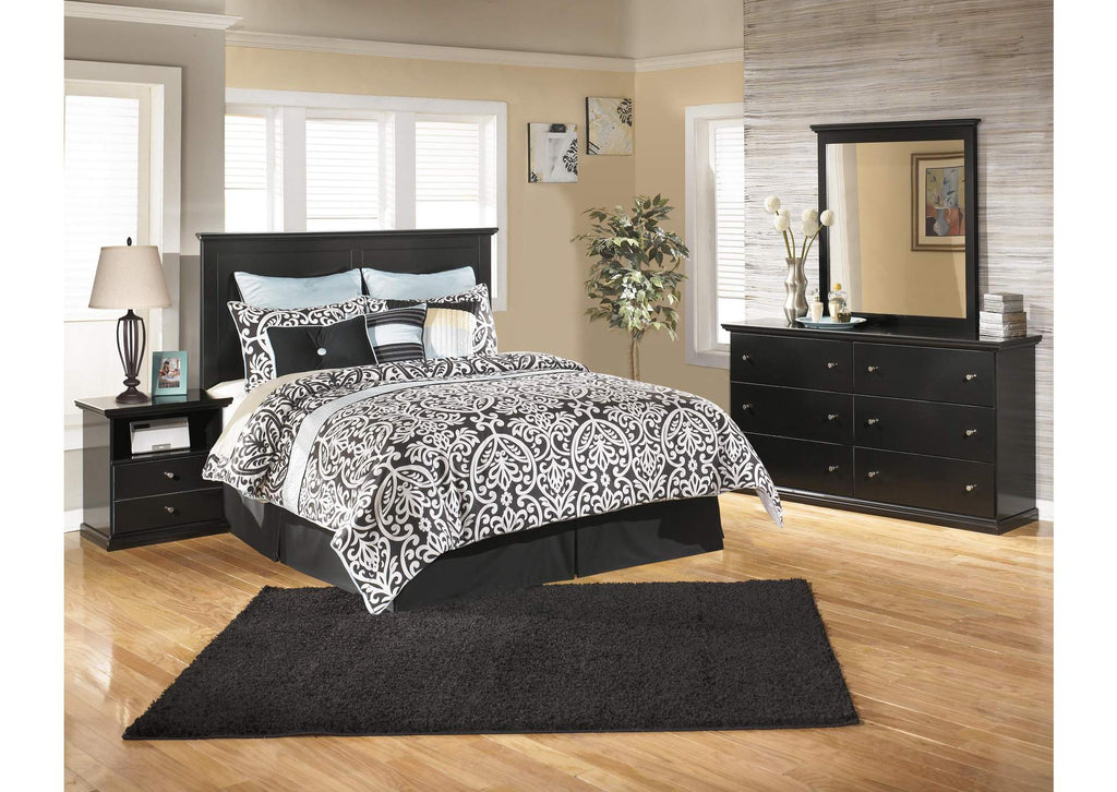 Maribel Queen Panel Bed with Mirrored Dresser and Nightstand