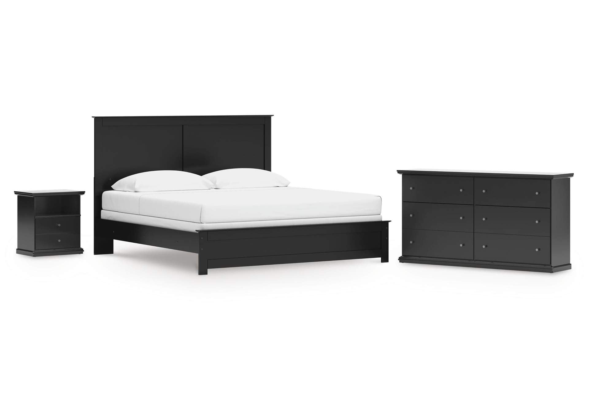 Maribel King Panel Bed, Dresser and Nightstand